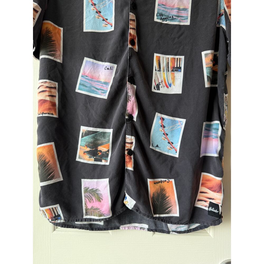 Hollister California Men's Large Epic Flex Button-Up Short Sleeve Cali Photos - Picture 3 of 11